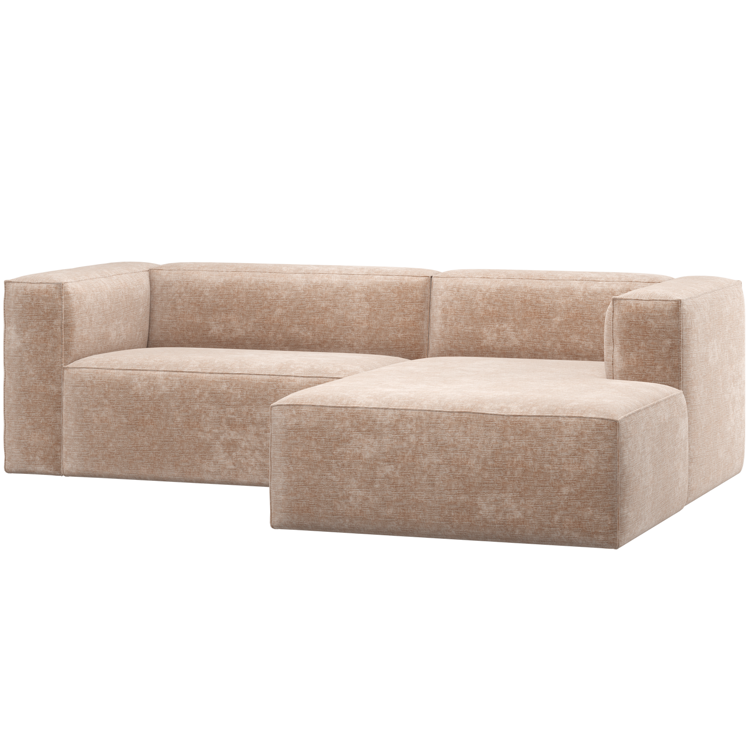 Bean Chaise Longue Bank Rechts Chenille Velvet Naturel