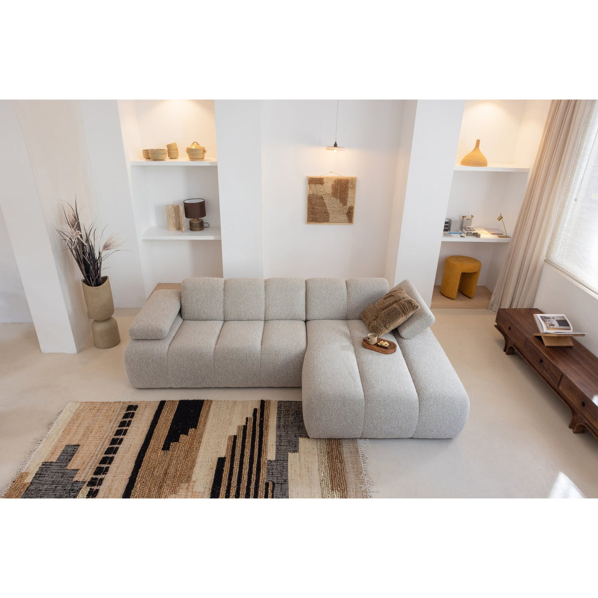 Mojo Chaise Longue Bank Rechts Boucle Beige Melange