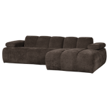 Mojo Chaise Longue Bank Rechts Ribstof Bruin