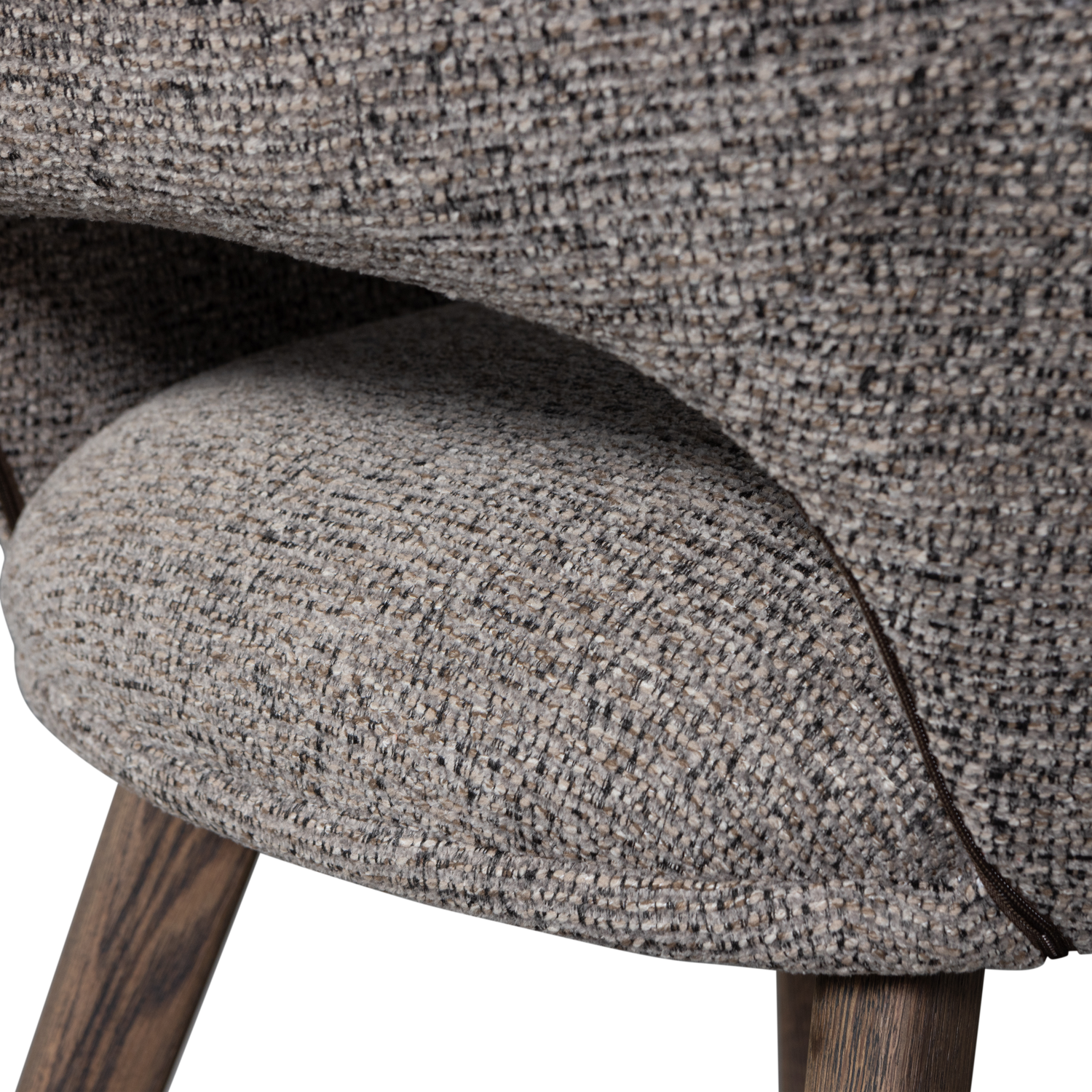 Murat Eetkamerstoel Taupe Met Houten Poot Donkerbruin