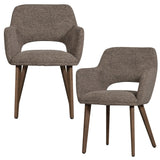 Murat Eetkamerstoel Taupe Met Houten Poot Donkerbruin