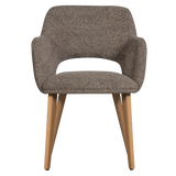 Murat Eetkamerstoel Taupe Met Houten Poot Naturel