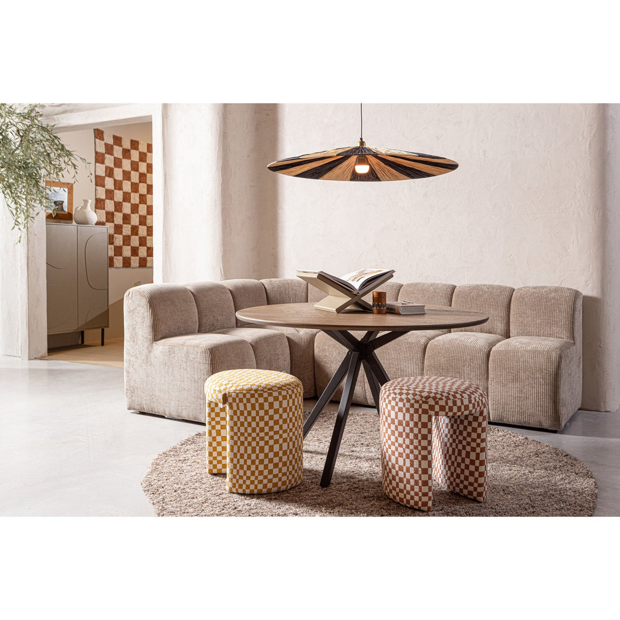 Efia Vloerkleed Rond Wol Bruin Melange O200 Cm