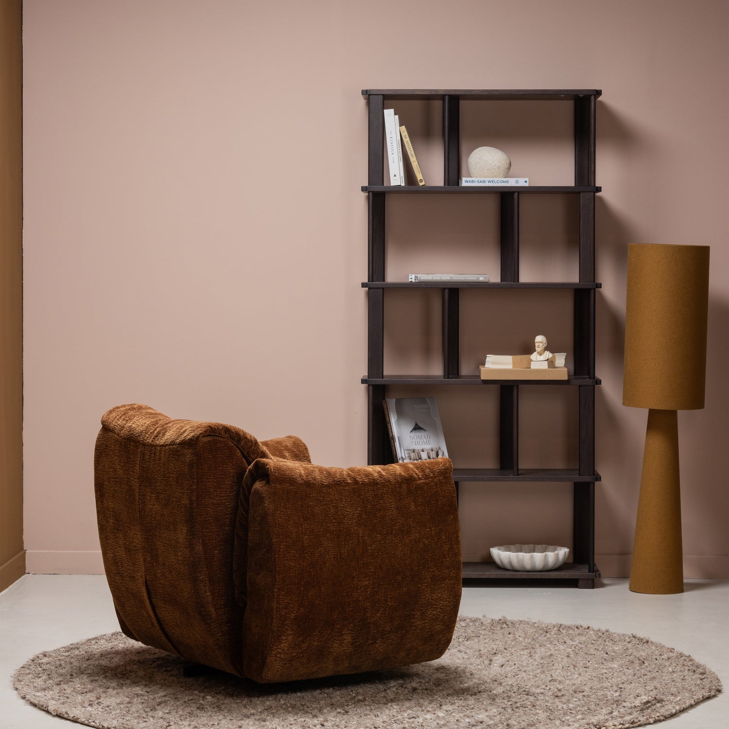 Baggy Draaifauteuil 3 D Chenille Middenbruin