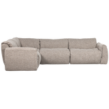 Baggy Hoekbank Links Geweven Stof Naturel Melange