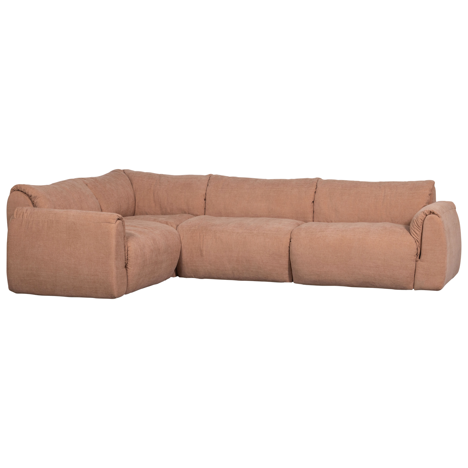 Baggy Hoekbank Links Geweven Chenille Oud Roze