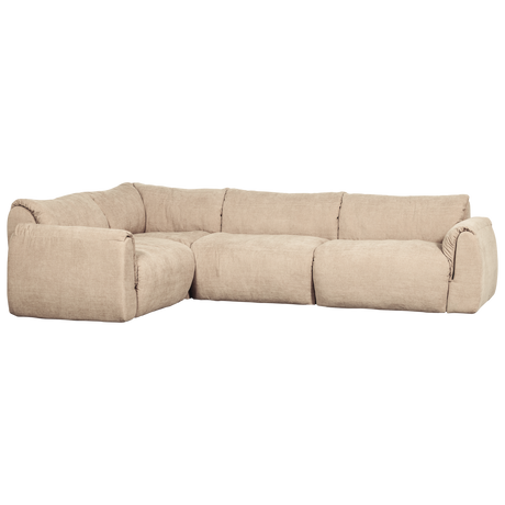 Baggy Hoekbank Links Geweven Chenille Zand van WOOOD – Luxe comfort op maat van PureWonen. Vraag naar de beste prijs.
