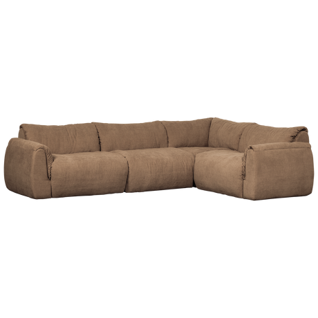 Baggy Hoekbank Rechts Geweven Chenille Bruin van WOOOD – Luxe comfort op maat van PureWonen. Vraag naar de beste prijs.