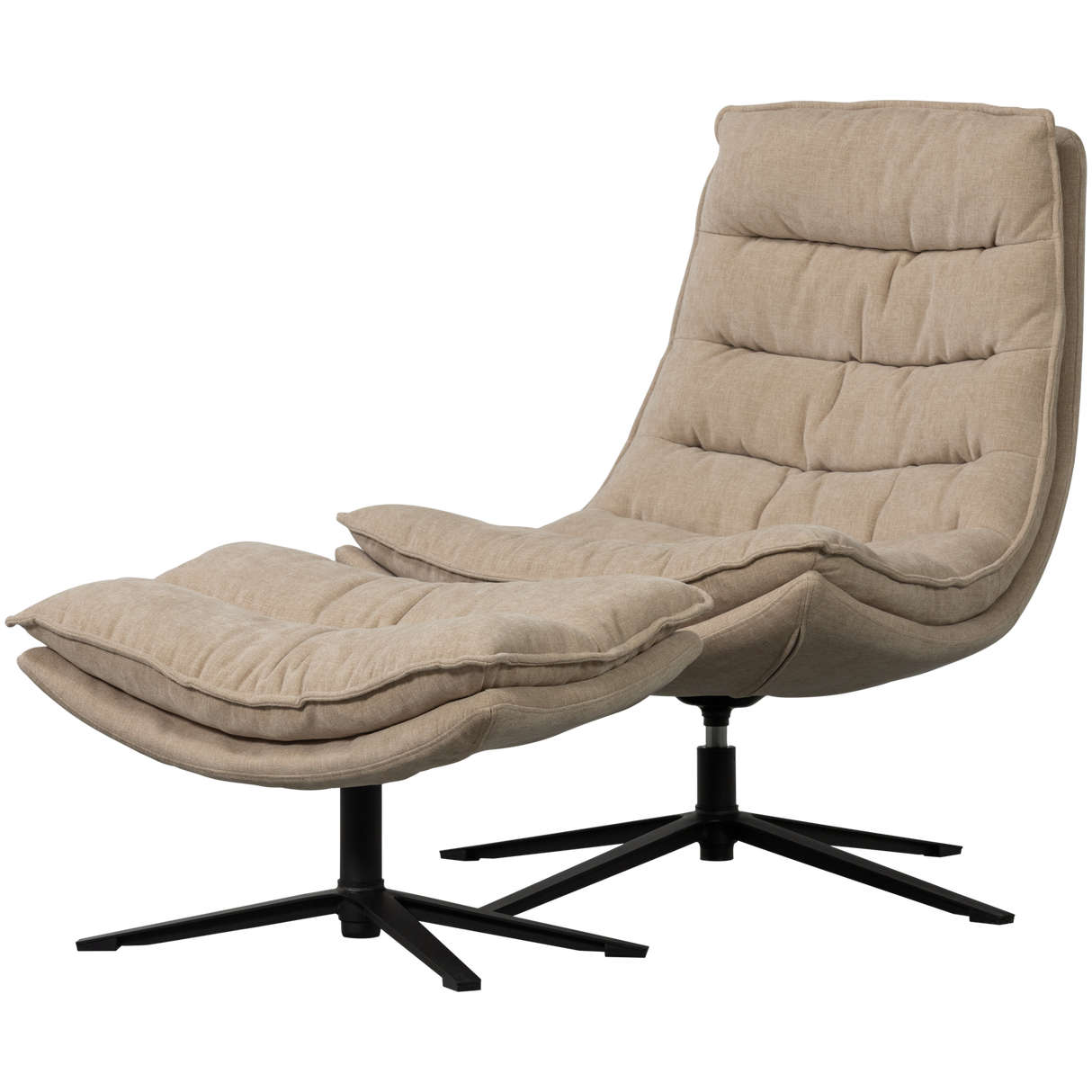 Kube Draaifauteuil Met Hocker Naturel