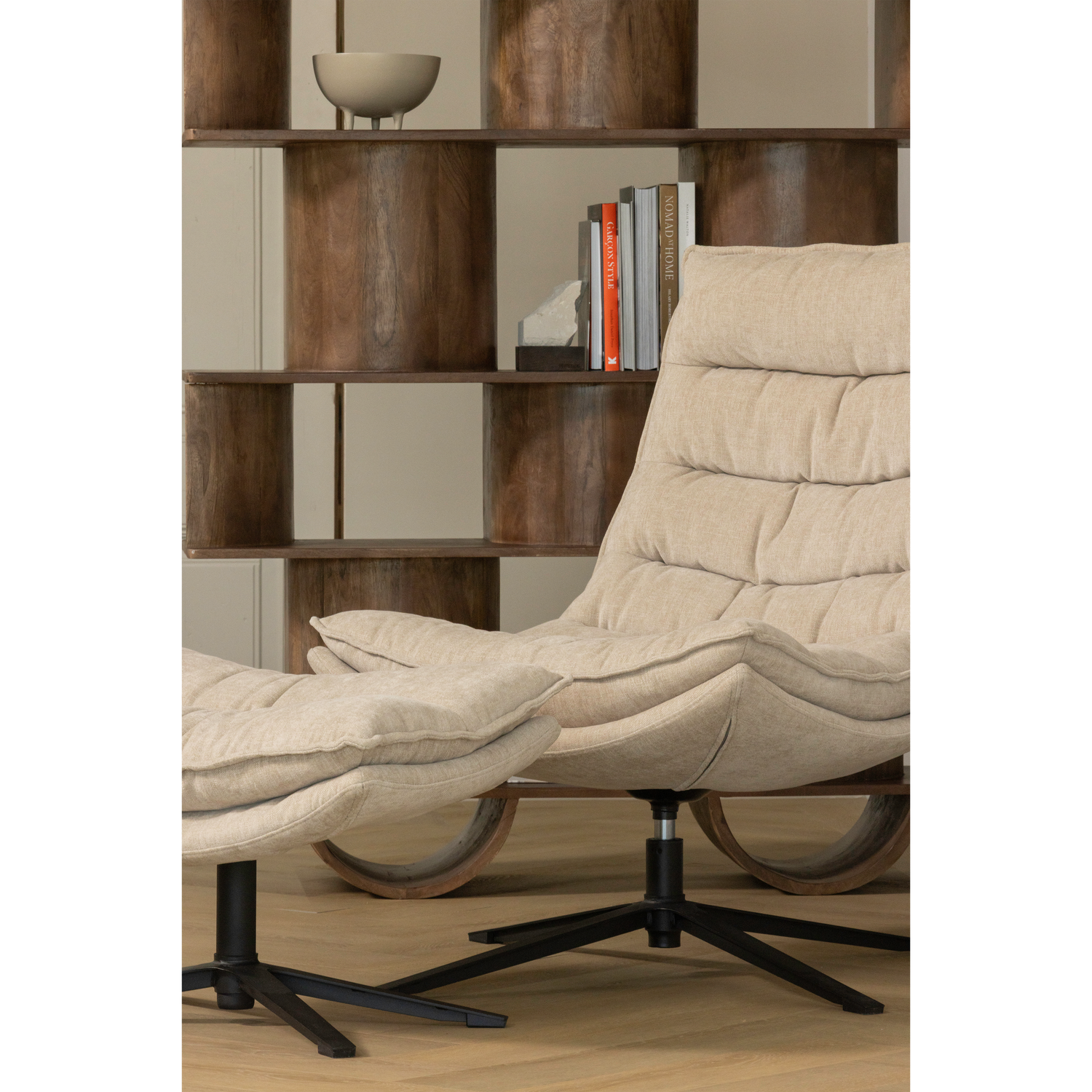 Kube Draaifauteuil Met Hocker Naturel