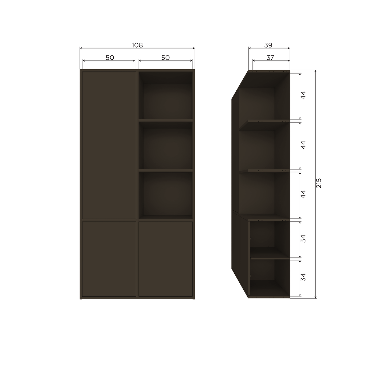 Meggy Opbergkast Links 108 Cm Grenen Middenbruin [Fsc]