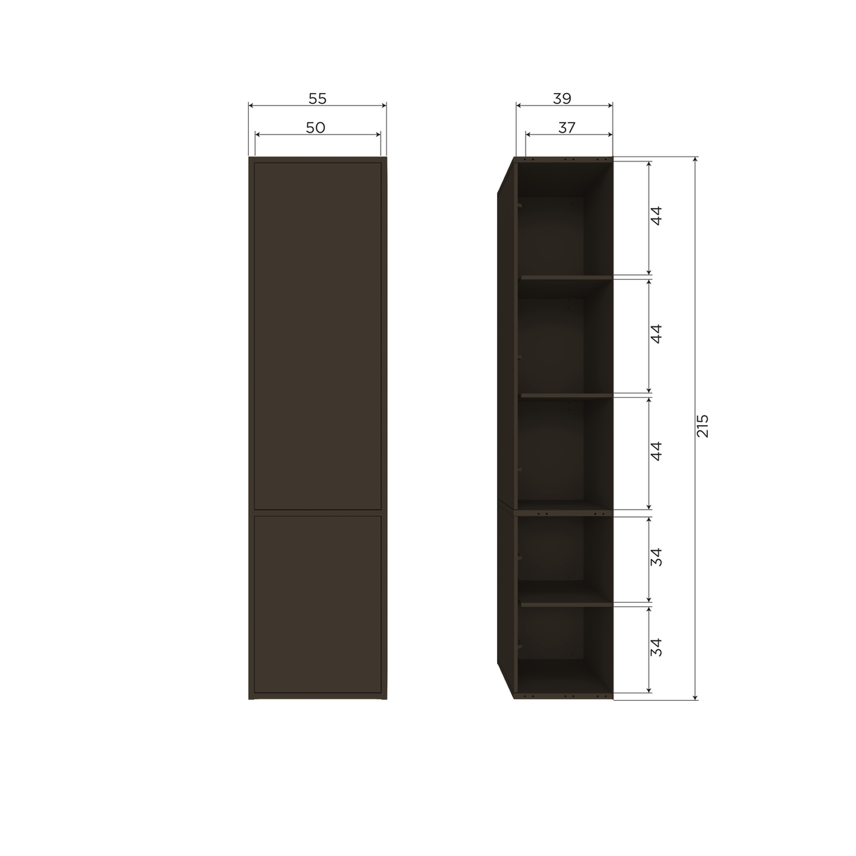 Meggy Smalle Opbergkast 55 Cm Grenen Middenbruin [Fsc]