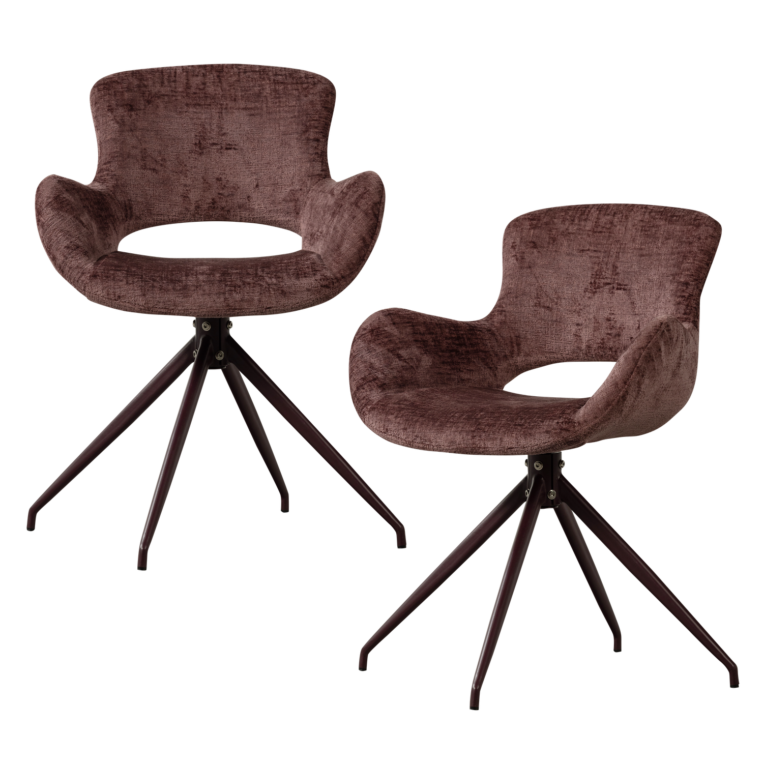 Eliva Eetkamerstoel Structure Velvet Paars Set Van 2