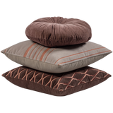 Aziz Kussens Velvet Bruin/Naturel Set Van 3
