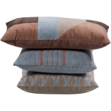 Laon Kussens Velvet Naturel/Blauw Set Van 3