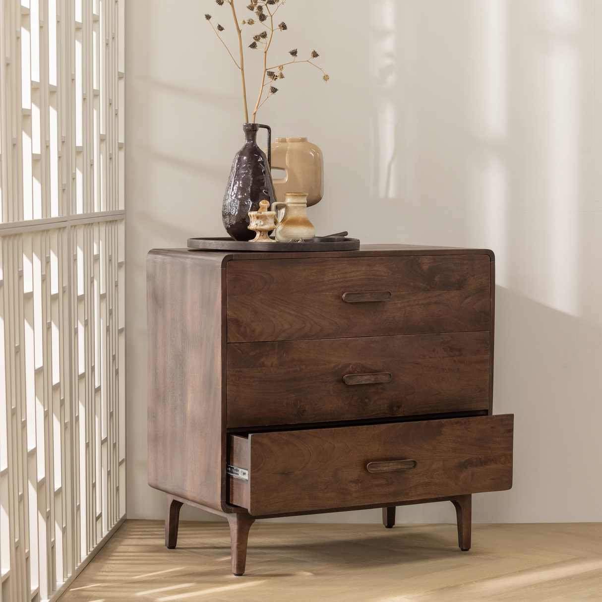 Liya Ladekast Mango Hout Donkerbruin