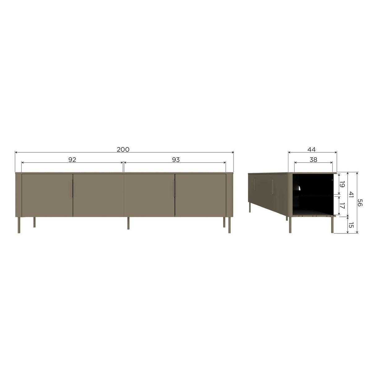 Gunnar Tv Meubel 154 Cm Grenen Matzwart [Fsc]