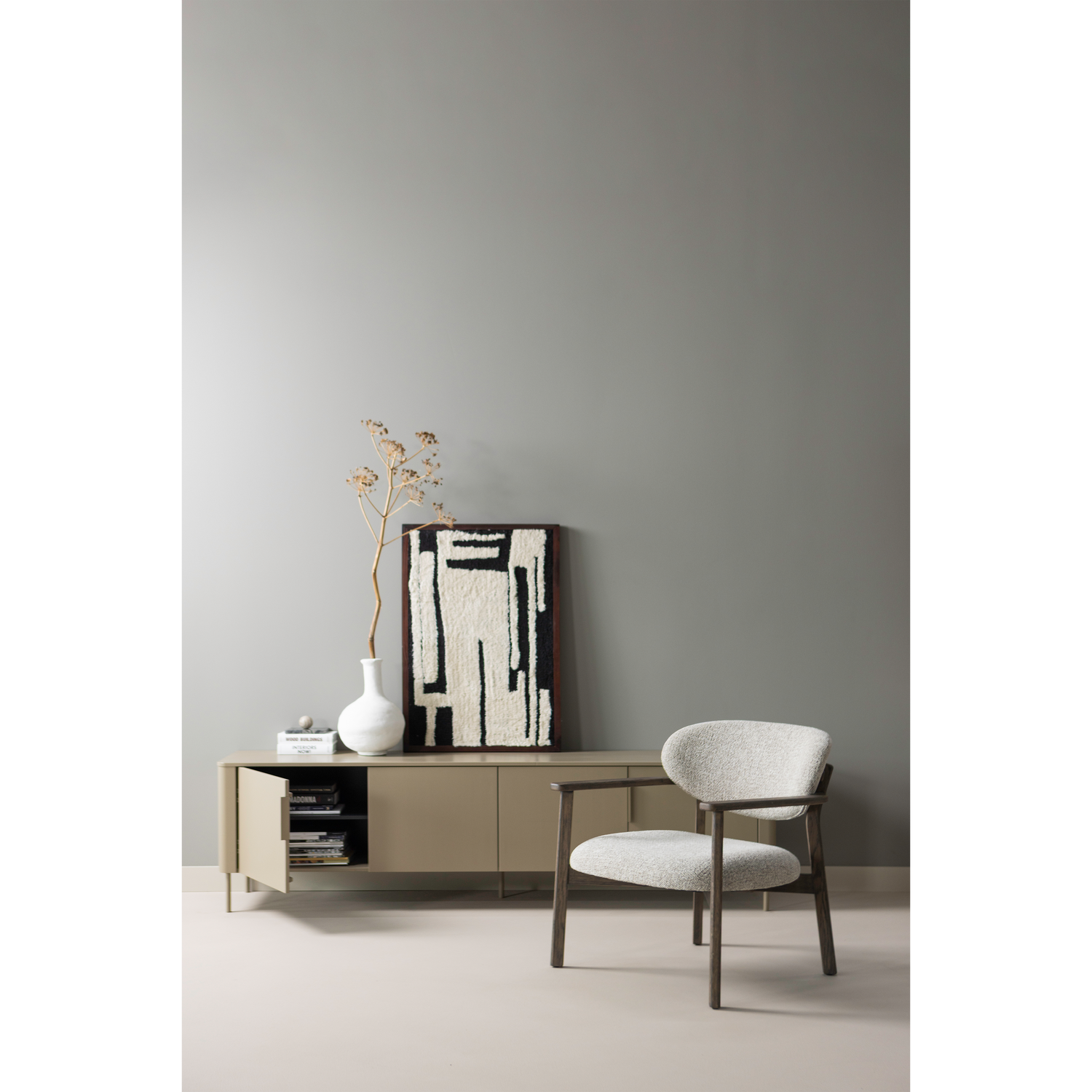 Udar Fauteuil Naturel Met Houten Frame Donkerbruin