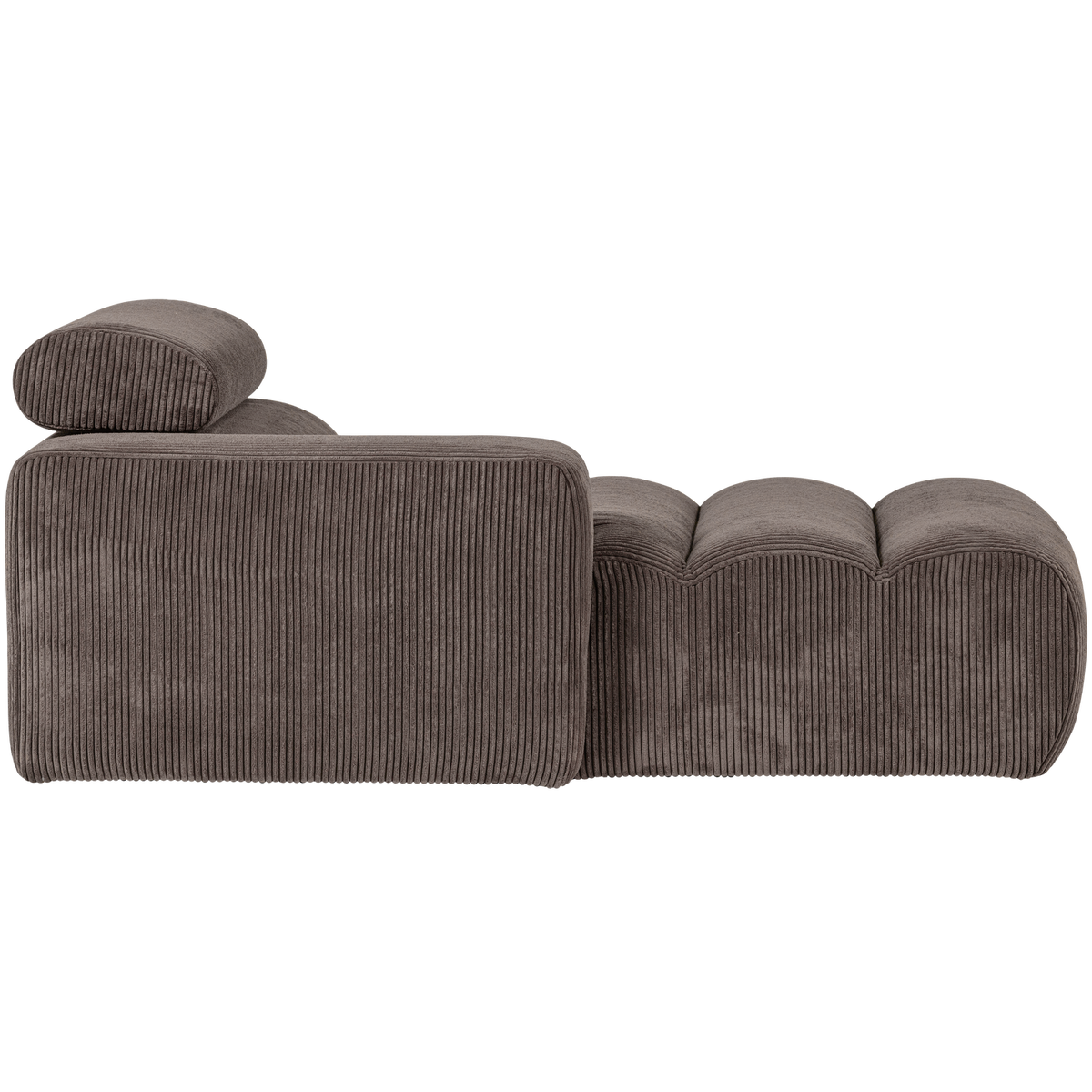 Novi Chaise Longue Element Arm Links Ribstof Grijsbruin