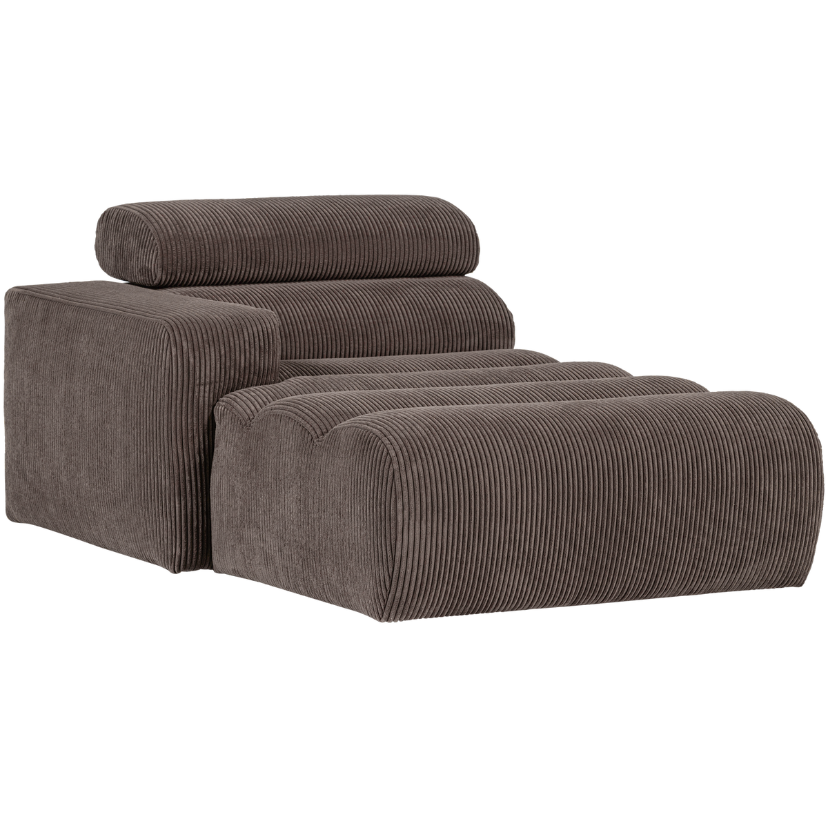 Novi Chaise Longue Element Arm Links Ribstof Grijsbruin
