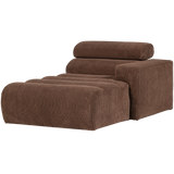 Novi Chaise Longue Element Arm Rechts Ribstof Mokkabruin