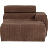 Novi Chaise Longue Element Arm Rechts Ribstof Mokkabruin