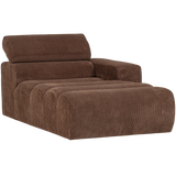Novi Chaise Longue Element Arm Rechts Ribstof Mokkabruin