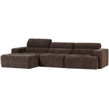 Novi Chaise Longue Bank Links Donkerbruin Melange