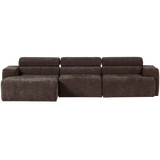 Novi Chaise Longue Bank Links Donkerbruin Melange