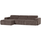Novi Chaise Longue Bank Links Ribstof Grijsbruin