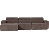 Novi Chaise Longue Bank Links Ribstof Grijsbruin