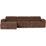 Novi Chaise Longue Bank Links Ribstof Mokkabruin