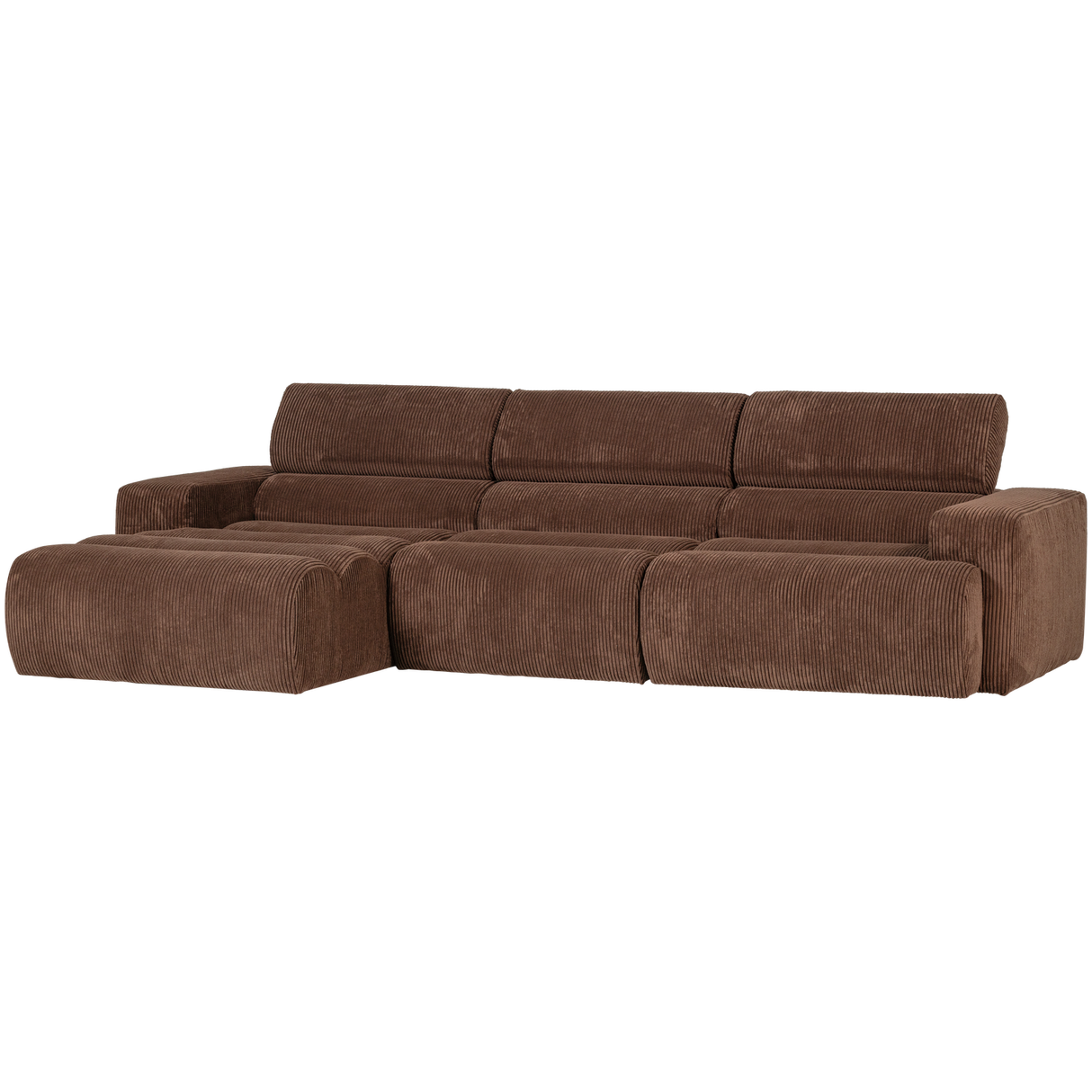 Novi Chaise Longue Bank Links Ribstof Mokkabruin