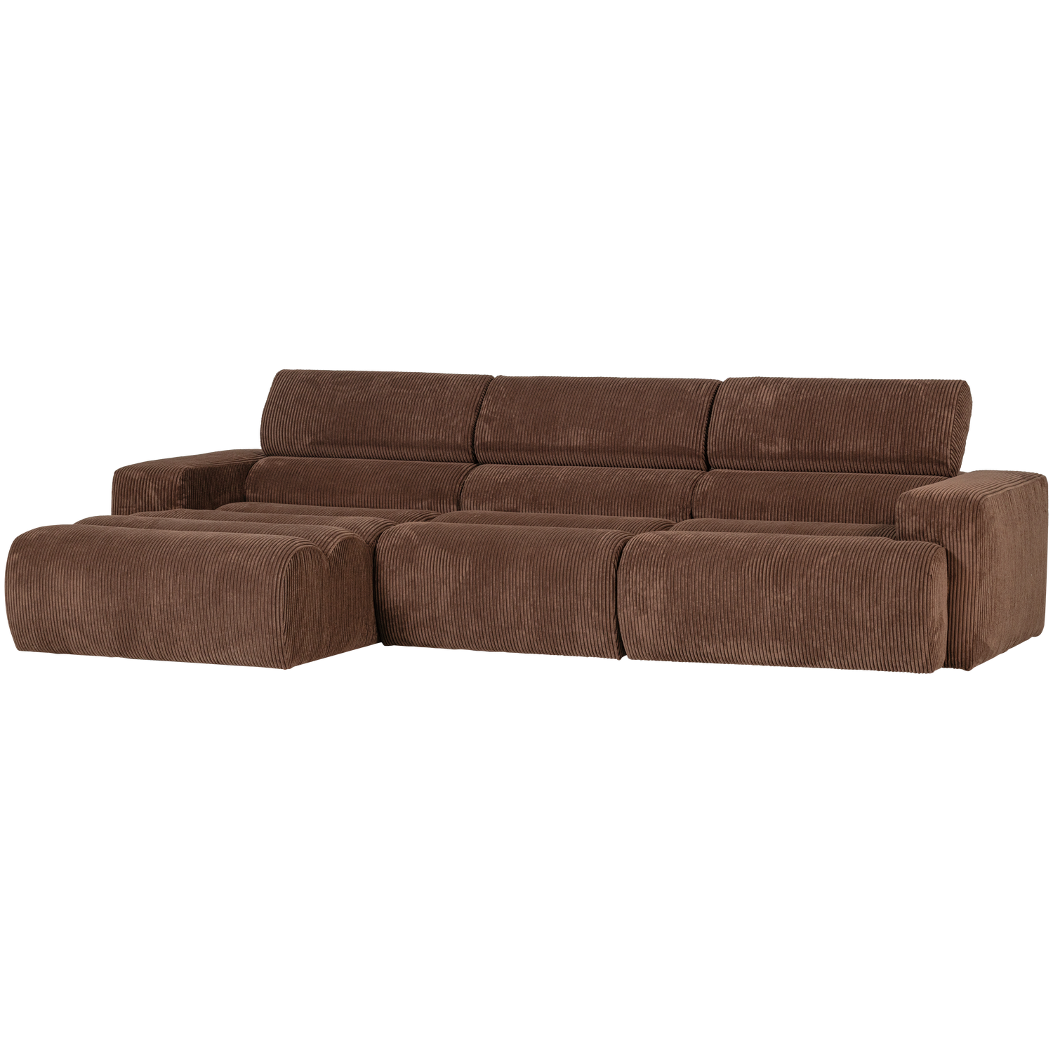 Novi Chaise Longue Bank Links Ribstof Mokkabruin