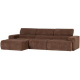 Novi Chaise Longue Bank Links Ribstof Mokkabruin