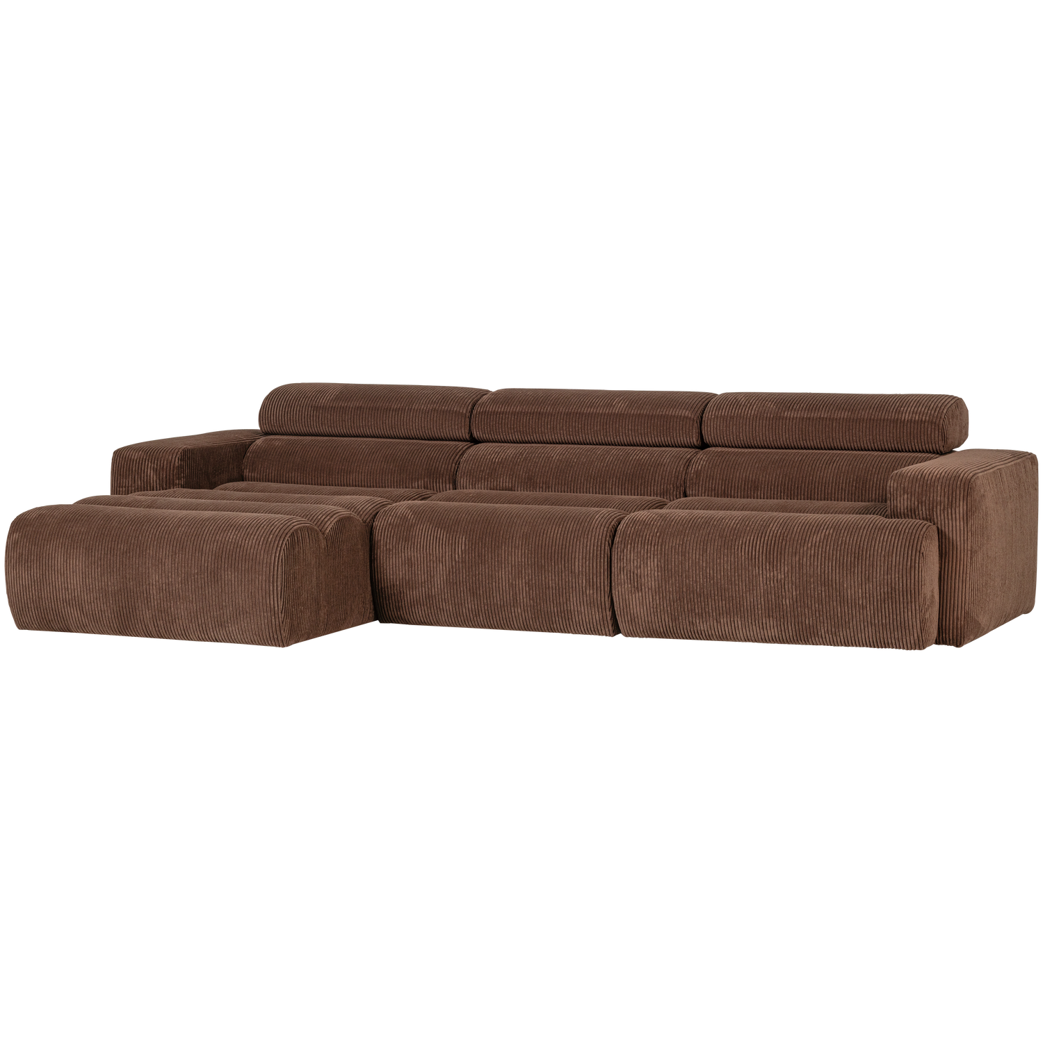 Novi Chaise Longue Bank Links Ribstof Mokkabruin