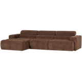 Novi Chaise Longue Bank Links Ribstof Mokkabruin