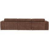 Novi Chaise Longue Bank Links Ribstof Mokkabruin