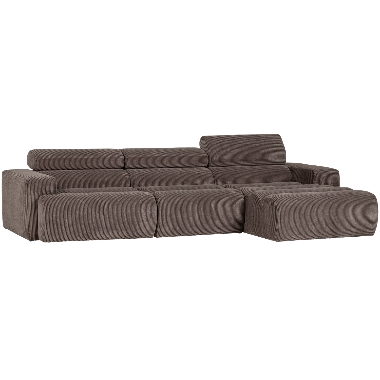 Novi Chaise Longue Bank Rechts Ribstof Grijsbruin
