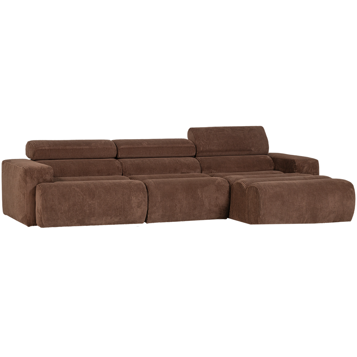 Novi Chaise Longue Bank Rechts Ribstof Mokkabruin