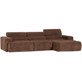 Novi Chaise Longue Bank Rechts Ribstof Mokkabruin