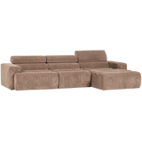 Novi Chaise Longue Bank Rechts Ribstof Taupe