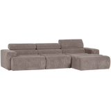 Novi Chaise Longue Bank Rechts Ribstof Zand