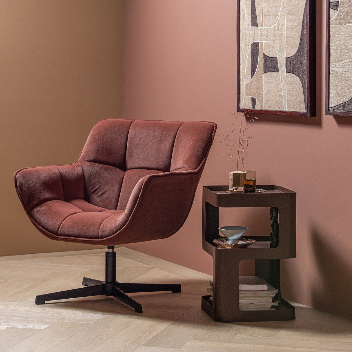 Wibo Draaifauteuil Mat Velvet Bruinrood [Fsc]