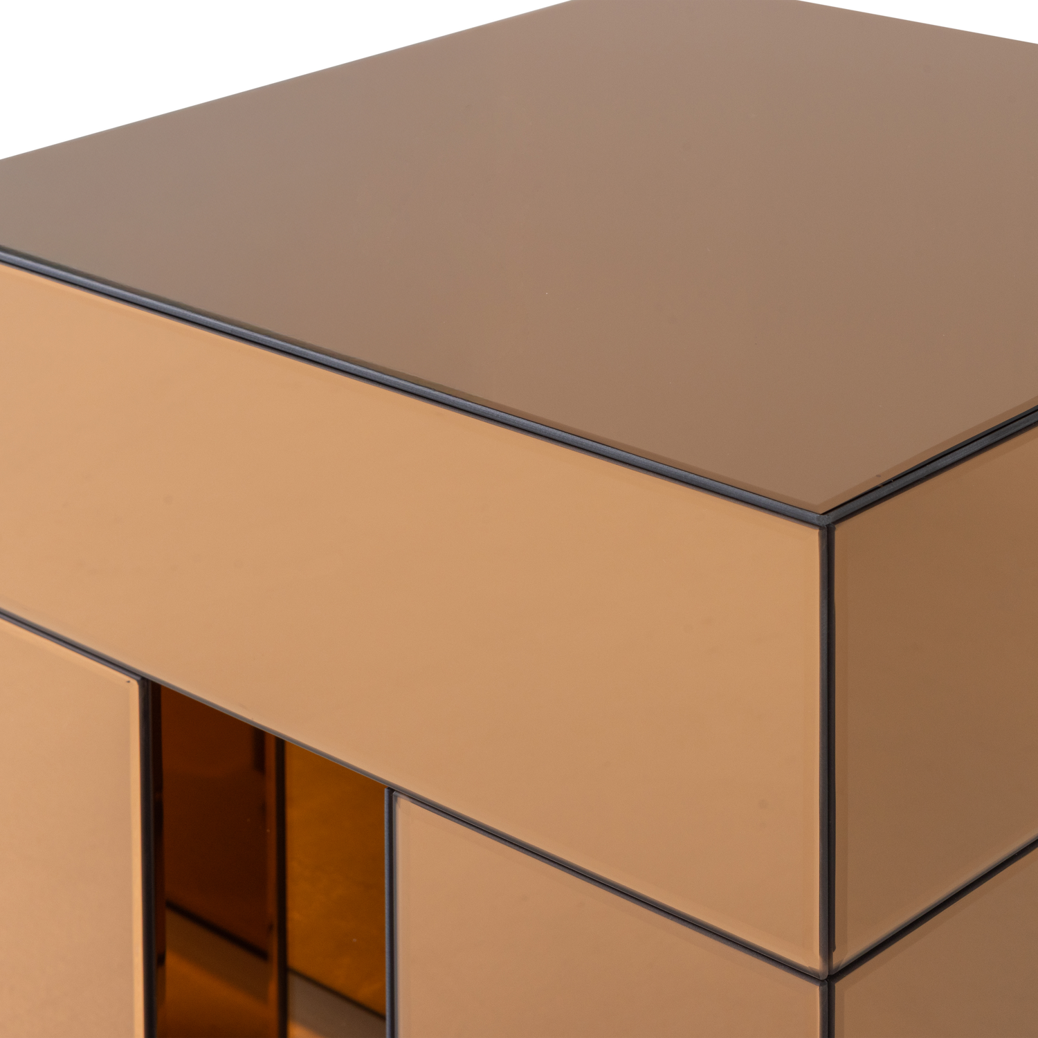 Mirrox Bijzettafel Hout Spiegelglas Bruin [Fsc]