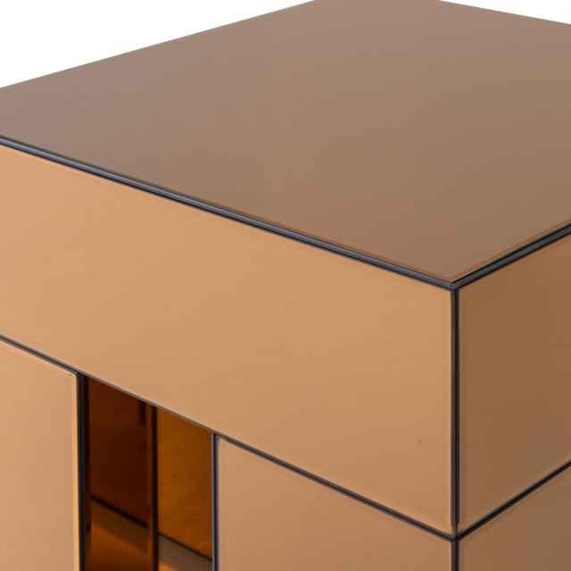 Mirrox Bijzettafel Hout Spiegelglas Bruin [Fsc]