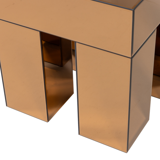 Mirrox Bijzettafel Hout Spiegelglas Bruin [Fsc]