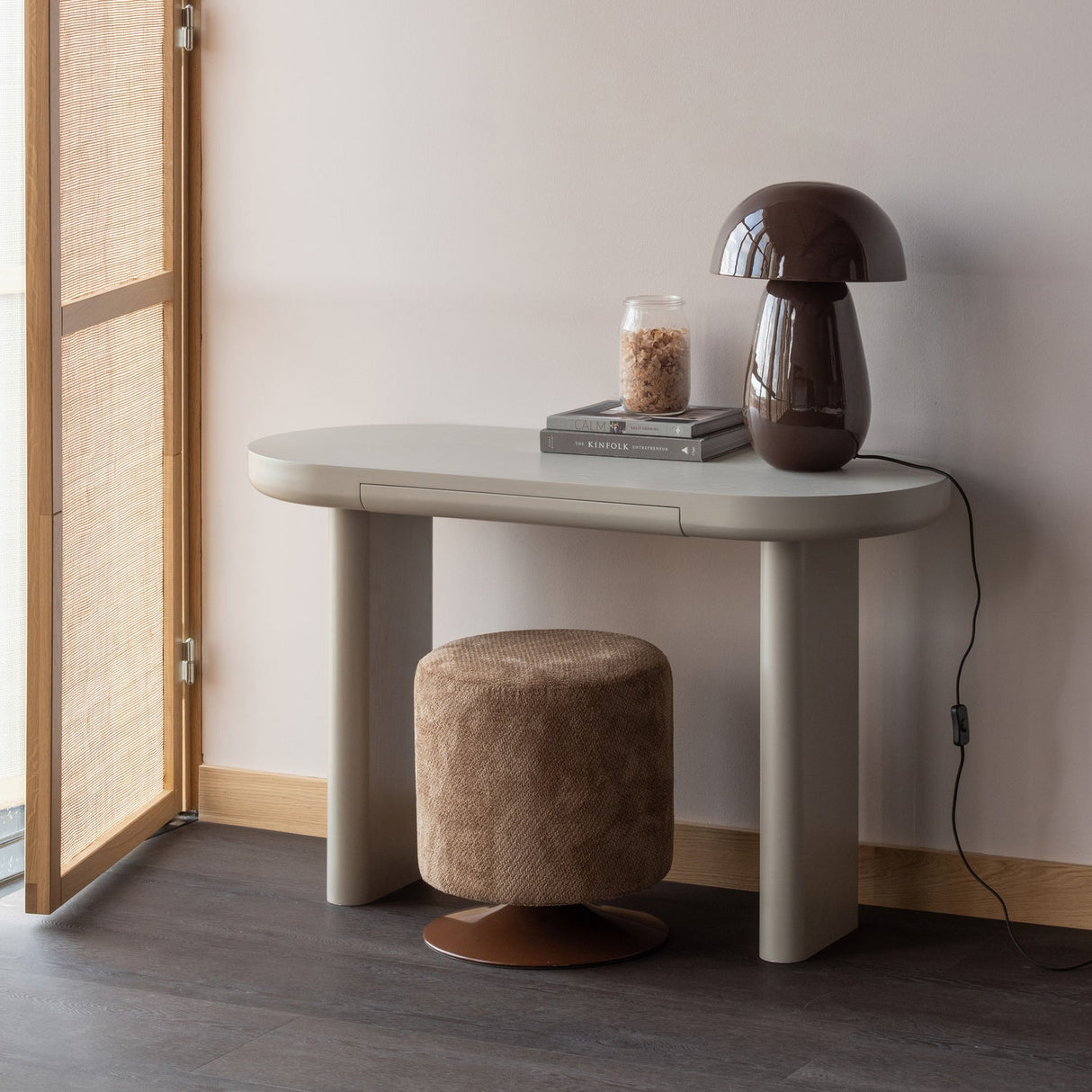 Islen Poef Met Draaivoet Boucle Bruin