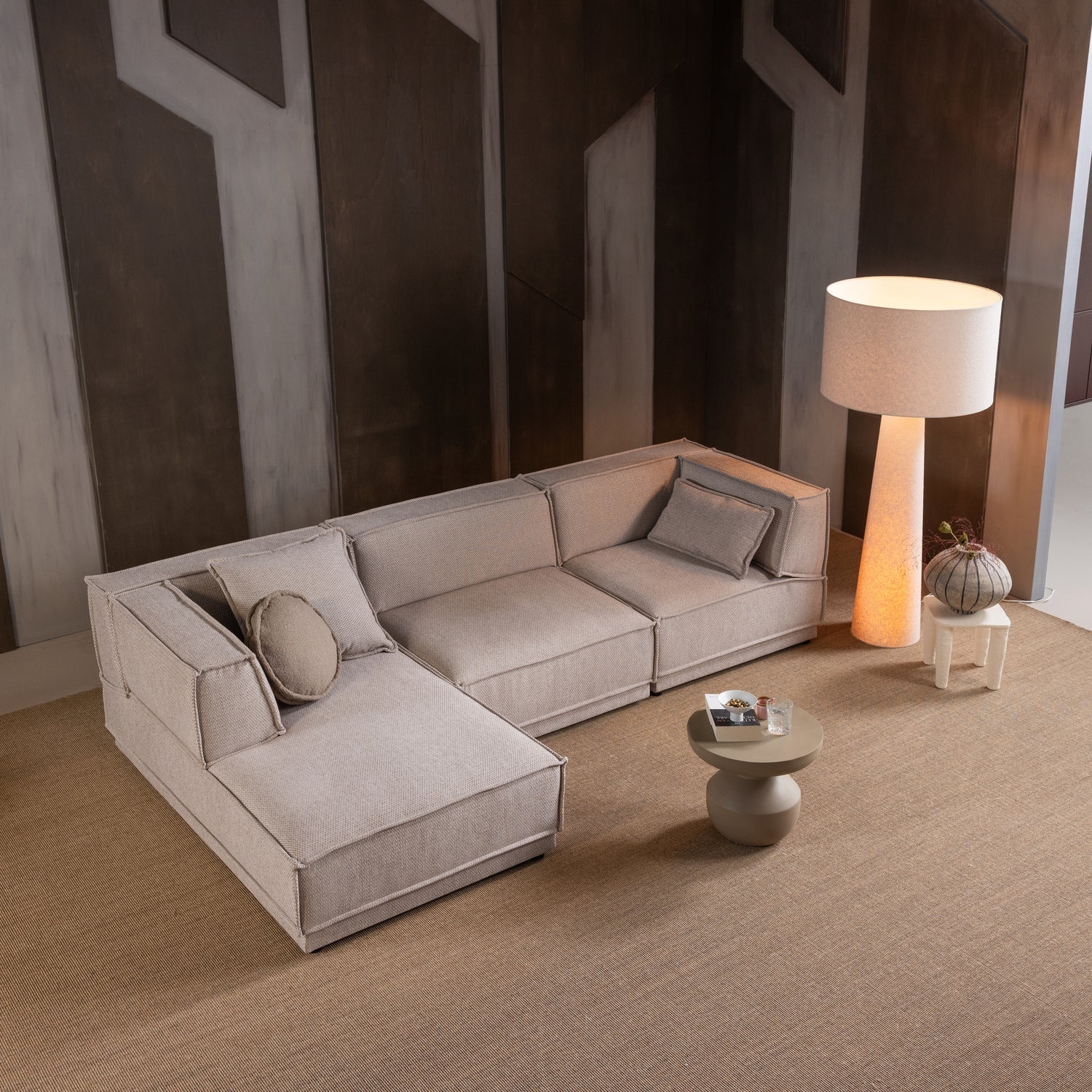 Loft Vloerlamp Xxl Metaal/Boucle Naturel 160 Xo70 Cm