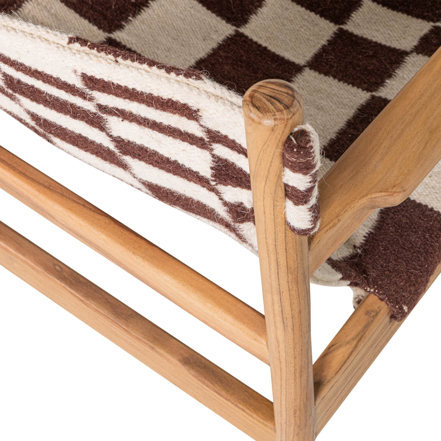 Zano Fauteuil Hout Bruin Met Kelim Zitting Naturel